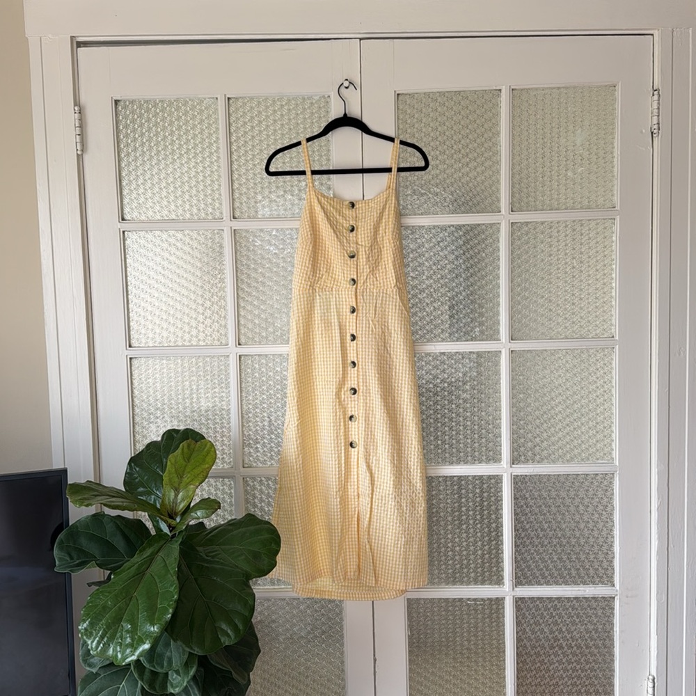 Monsoon Yellow Seersucker Summer Dress with Tie Back Size 8